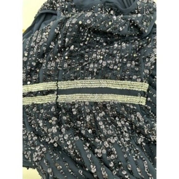 Mac Duggal Navy Blue Sequin Beaded Sleeveless Formal Gown Dress Size 8 - Picture 12 of 14